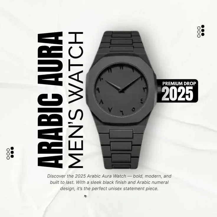 Arabic Aura 46gm Black watch for men Black