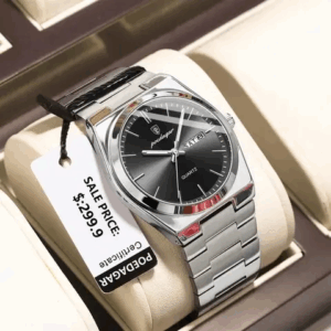 POEDAGAR High Quality Men’s Watch Quartz Silver and Black (1 Year Warranty)