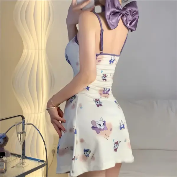 Purple suspender dress S546 - Image 3
